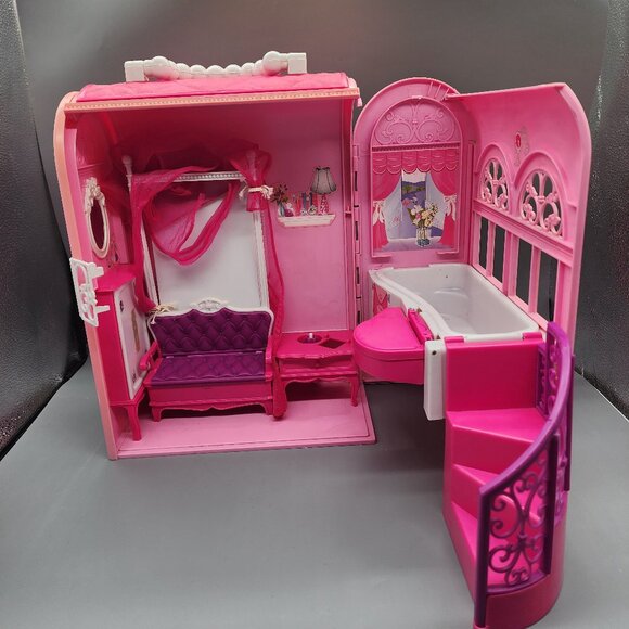 Vintage 1998 Barbie Dream House Foldable Playset Pink Castle Mattel - Picture 12 of 13